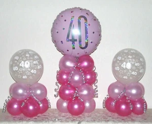 40. GEBURTSTAG 3ER-PACK FOLIENBALLON-DISPLAY - TISCHDEKORATION - kein Helium erforderlich - Bild 1 von 1