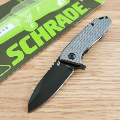 Schrade Tenacit Liner Folding Knife 2.5 AUS-10 Steel Blade Gray Aluminum Handle - Image 1 of 4