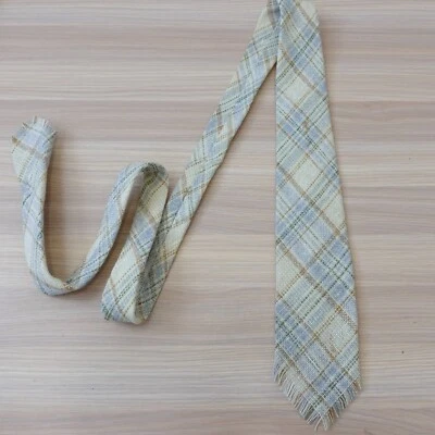 Gravata masculina xadrez de lã BERKLEY de malha com franjas ponta pai casual retrô vintage - Imagem 1 de 4