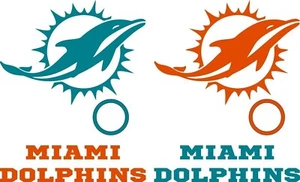 Miami Dolphins Set of 8 Vinyl Cornhole Decals - 2 Free Window Decals - Cornhole - Picture 1 of 1