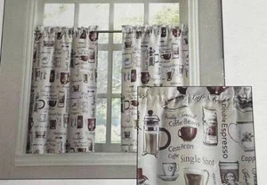 Top of the Window Espresso paquete de 2 cortinas de nivel nuevas decoración de café 54x36 - Imagen 1 de 5