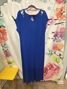 LANE BRYANT WOMENS Royal Blue CAP SleeveV-NECK CUTOUT MAXI DRESS PLUS Sz 18/20 - Picture 1 of 9