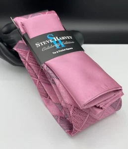 STEVE HARVEY Celebrity Edition Men's Tie & Pocket Square ~ Rose ~ NEW MSRP: $45. - Picture 1 of 3