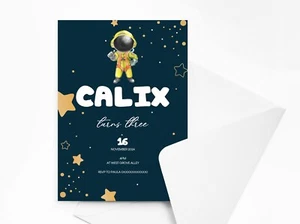 Personalised Stars Space Kids Birthday Party Invitations with Envelopes - Picture 1 of 5