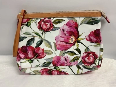 CAVALCANTI ITALIANO BLANCO Floral Rosa MUÑEQUERA CUERO NUEVO SIN ETIQUETAS CREMALLERA FIESTA CRUCERO Foto 1 de 4