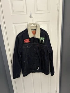 LEVI'S Men's Type III Sherpa Trucker Jacket With Yung Lean Stranger Patches XL - Picture 1 of 12