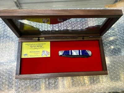 Michael J. Prater Estuche Poni Pintado XX Cuchillo Trampero Damasco 9254 en Estuche Foto 1 de 4