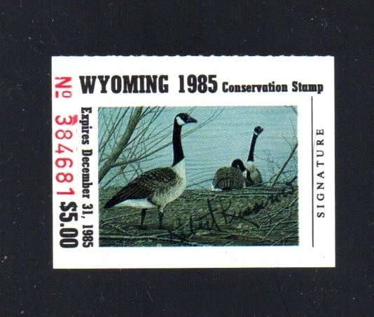WYOMING   WY2  WILDLIFE CONSERVATION  STAMP  1985 MNH PRISTINE ARTIST SIGNED - Image 1 of 1