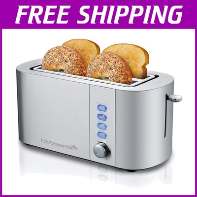 Masterful Toaster with 4-Slice Capacity, Defrost & Warming Functions in Steel - Image 1 of 4