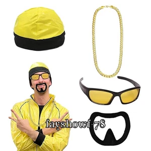 Men's Ali G Costume Adult Yellow Tracksuit Hip Hop Rapper Glossy Surface Costume - Picture 1 of 11