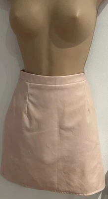 Sexy RIVER ISLAND Baby Pink Faux Leather Short Skirt Size 8 * L@@K * Vgc  - Image 1 of 4