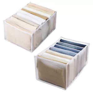 US 2 Pack Wardrobe Clothes Organizer Storage Box Jeans T-Shirt Mesh Separation - Picture 1 of 10