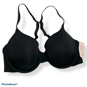 Auden Womens Everyday Demi T Shirt Bra Black Adjustable Strap Stretch 34 D New - Picture 1 of 9