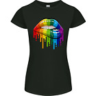 Lgbt Bitten Rainbow Lip Gay Pride Day Womens Petite Cut T-Shirt