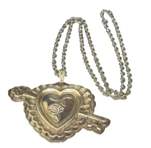 VTG REED & BARTON STERLING SILVER KEY TO MY HEART ORNAMENT OR PENDANT WITH CHAIN - Picture 1 of 7