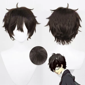 Persona 5 P5 Joker Protagonist Amamiya Ren Cosplay Wig Black Curly Party Hair - Picture 1 of 5