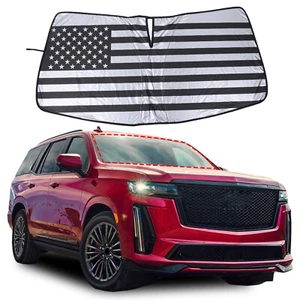 US Flag Style Car Windshield Sunshade UV Visor Kit For Cadillac Escalade 2021-24 - Picture 1 of 6