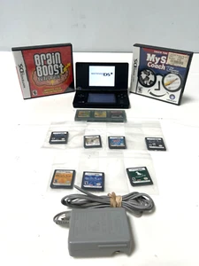 Nintendo DS Bundle - System TWL-001 - Power Cord - 7 Games - Tested - No Stylus - Picture 1 of 15