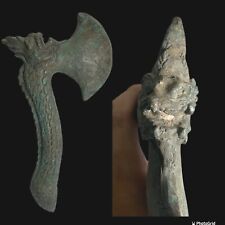 Wonderful Ancient South Asia Gandhara bronze Unique Axe With Animal Terminal 