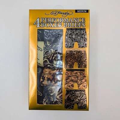 Paquete de 4 calzoncillos boxer de rendimiento Ed Hardy para hombre M ajuste elástico absorbente de humedad Foto 1 de 4