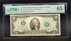 1976 $2 Federal Res. Note St. Louis Fr#1935-H 65 EPQ Gem Unc. - Picture 1 of 2