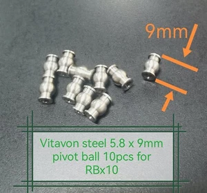 VITAVON Stainless Pivot ball 5.8X9mm 10pcs fit with stock plastic rod end only - Picture 1 of 1