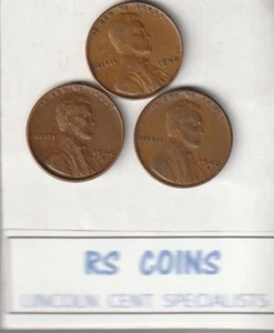 Juego de centavos Lincoln 1940 + 1940D + 1940S / todas MUY FINAS - MONEDAS RS = ENVÍO GRATUITO - Imagen 1 de 1