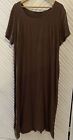 Kleid Sara Lindholm braun Streifen Leinen Baumwolle 44 46  Lagenlook dress brown