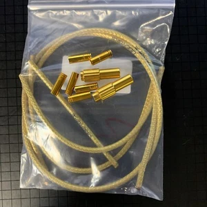 USED Gold Pair 4mm In-Line Barrel Adjuster + Six 17mm End Cap Ferrules + Housing - Picture 1 of 6