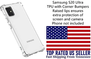 Funda para teléfono Samsung Galaxy S20 Ultra TPU transparente con parachoques de esquina - Imagen 1 de 11