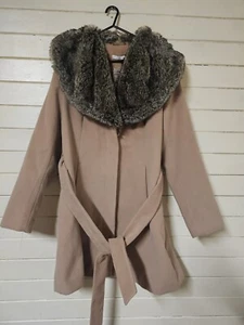 TARGET Women's Lapel Faux  Fur Collar Coat Jacket in Tan, Size AUS 14 New - Picture 1 of 6