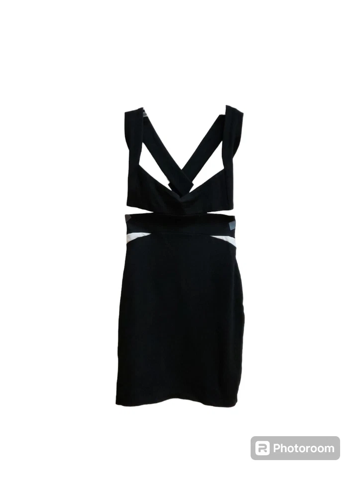 Vestido Love Culture Feminino Tamanho S Bodycon Preto Branco Sem Mangas Mini Rayon - Imagem 1 de 4