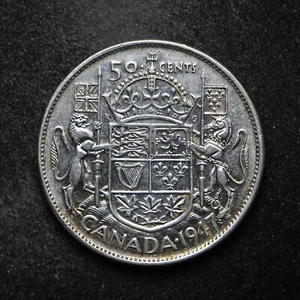 1947 Canada Fifty Cent .800 Silver Coin XF+ (cn13367) - Picture 1 of 2