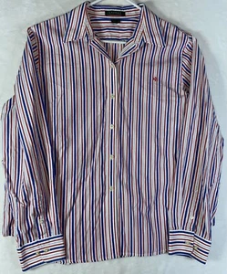 Camicia blusa leggera Lauren Ralph Lauren a righe stampa multicolore con bottoni XL - Foto 1 di 8