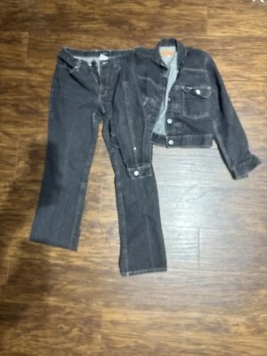 GUESS? Conjunto de mezclilla chaqueta vaquera negra recortada vintage años 80 90 - mediana para mujer w30 Foto 1 de 4