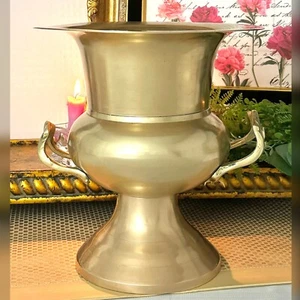 ¡Cubo de champán de latón vintage cubo de hielo de latón macizo mango dorado enfriador de vino! - Imagen 1 de 8