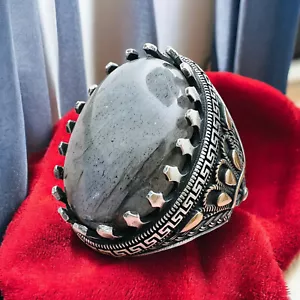 Herren 925 Silber Natur Big Labradorit Ring, Atemberaubendes Statement Luxus Ring - Bild 1 von 7