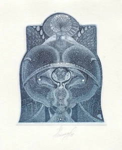 Exlibris - SERGEY UDOVICHENKO - For Peter Labuhn - Surrealistic - 1998 - Signed - Picture 1 of 3