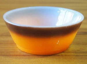 TAZÓN NARANJA Y MARRÓN DE COLECCIÓN FIRE KING - TAZÓN PEQUEÑO PARA SERVIR - ANCHOR HOCKING - Imagen 1 de 4
