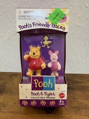 Winnie The Pooh "Poohs Friendly Places" Pooh&Piglet 1998- aterciopelado suave y posable Foto 1 de 4