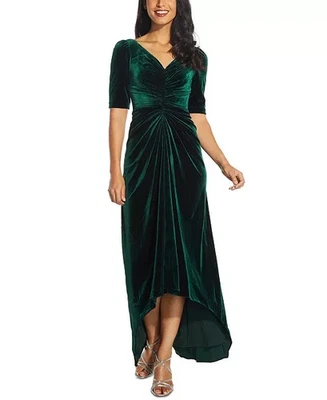Adrianna Papell Ruched Velvet High-Low Gown - Image 1 of 3