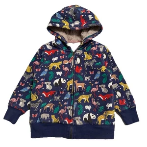 Chaqueta con Capucha Mini Boden Estampado Animal Sherpa Forrada Cremallera Completa Talla 6-7 Jóvenes Niñas - Imagen 1 de 9