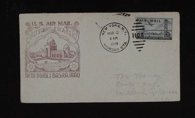 1948 FIRST FLIGHT, Trans World Airlines (TWA), New York TO BASRA IRAQ FAM 27 - Image 1 of 2