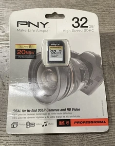PNY High Speed 32GB SDHC Card - P-SDH32G10-GES3 Brand New - Picture 1 of 2
