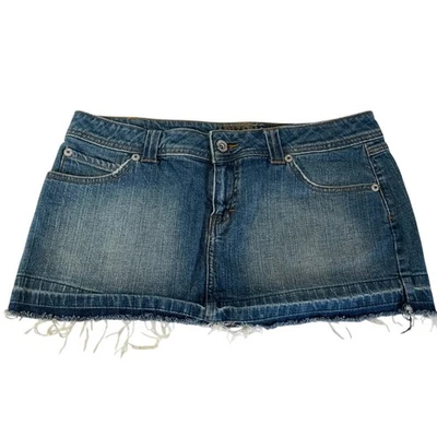 Mini saia jeans Arizona baixa micro anos 90 Y2K adolescentes tamanho 11 festival - Imagem 1 de 4