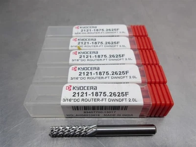 5 新! 京瓷 3/16 英寸硬质合金直流路由器-FT DWNDFT Endmill 2121-1875.262F — 第 1/3 张图片