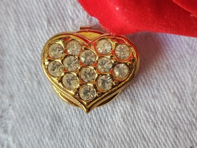 Cache Button Vintage Metal Golden Rhinestone Collection 2,1 CM Square Ref 834 - Image 1 of 4