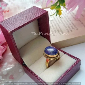 Anillo hecho a mano enchapado en oro tamaño 8 de latón cristal lapislázuli azul para mujer ~ - Imagen 1 de 4