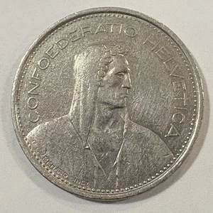 Vintage Switzerland 1976 Swiss 5  Francs Confoederatio Helvetica Coin - Picture 1 of 6