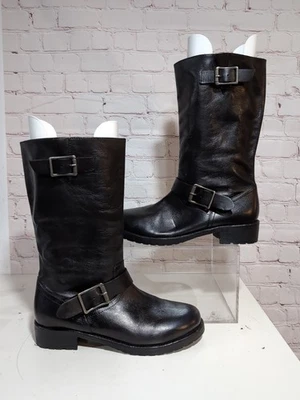 Free People Women Ride Or Die Engineer Moto Biker Boots Black Leather Size 9 - Image 1 of 4